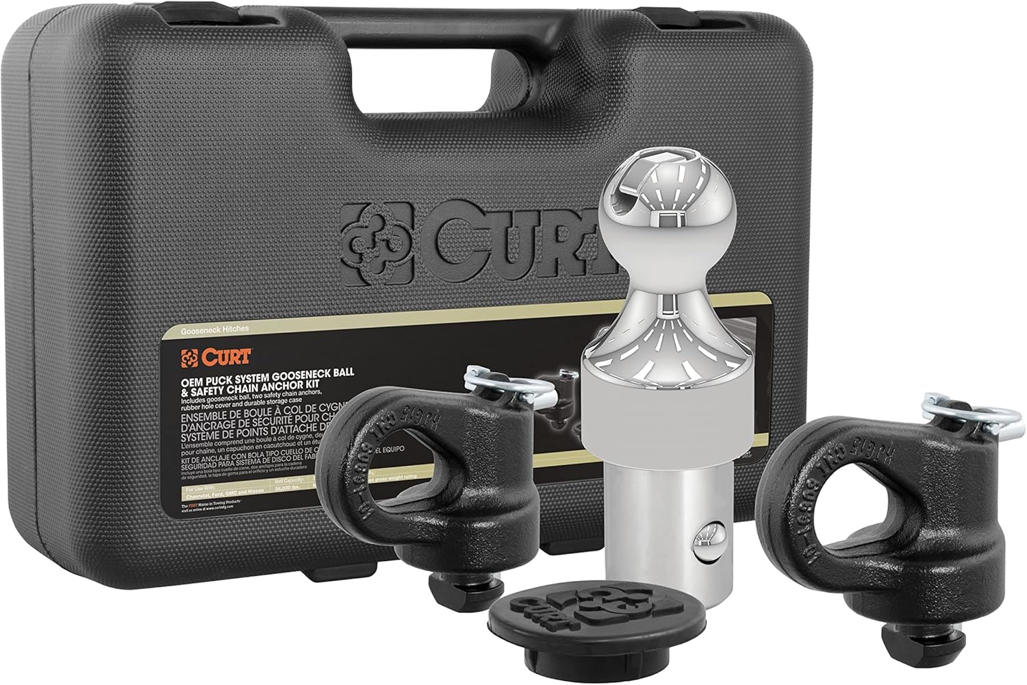 CURT 60639 OEM Puck System Gooseneck Hitch Kit for Chevrolet, Ford, GMC, Nissan Trucks, 38,000 lbs. GTW, 2-5/16-Inch Ball, Pucks Required
