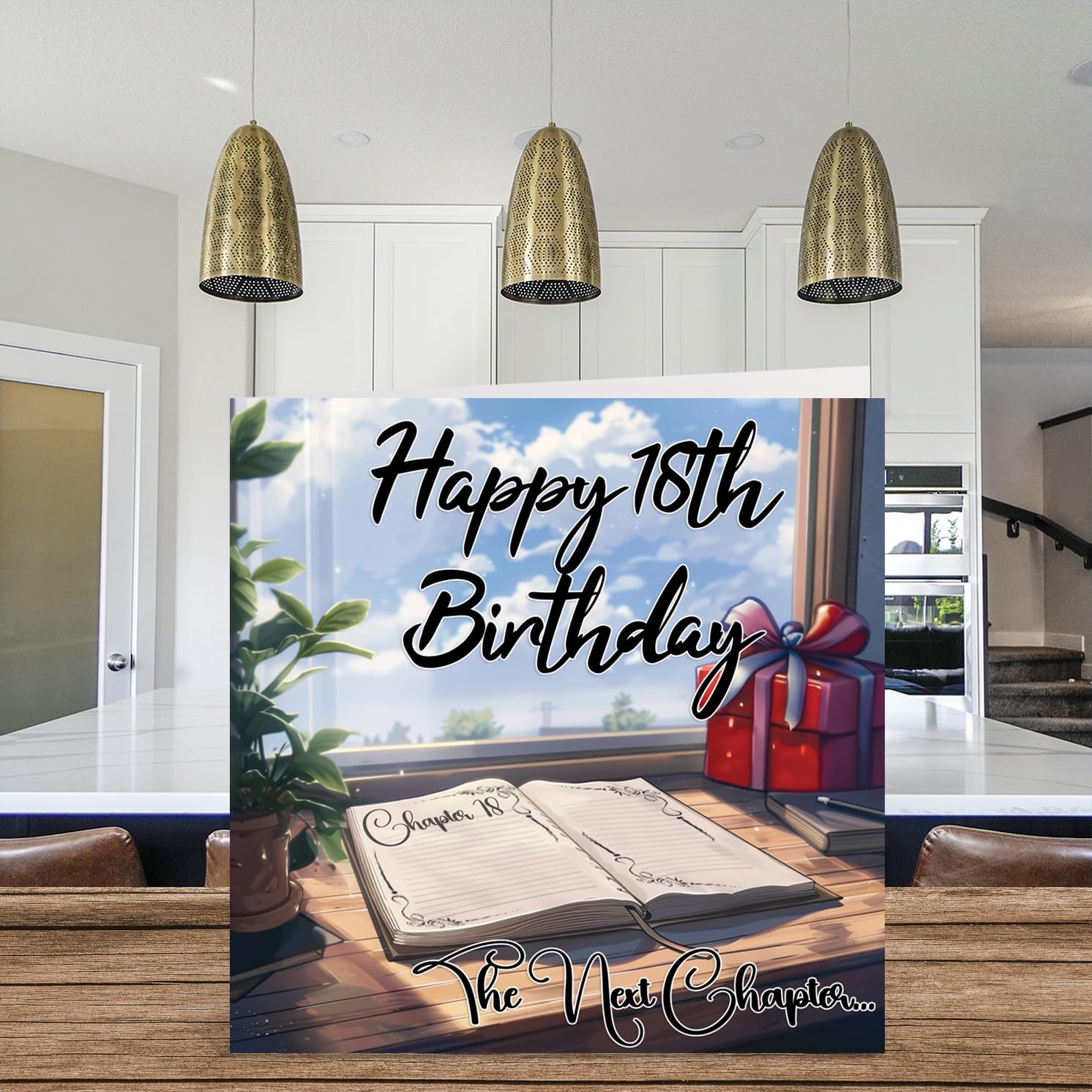 Anime Geburtstagskarte Für Teenager – Japanische Karte Mit Blauhaarigem Mädchen, 12,7x17,8 Cm, Blanko Innen, Inkl. Umschlag