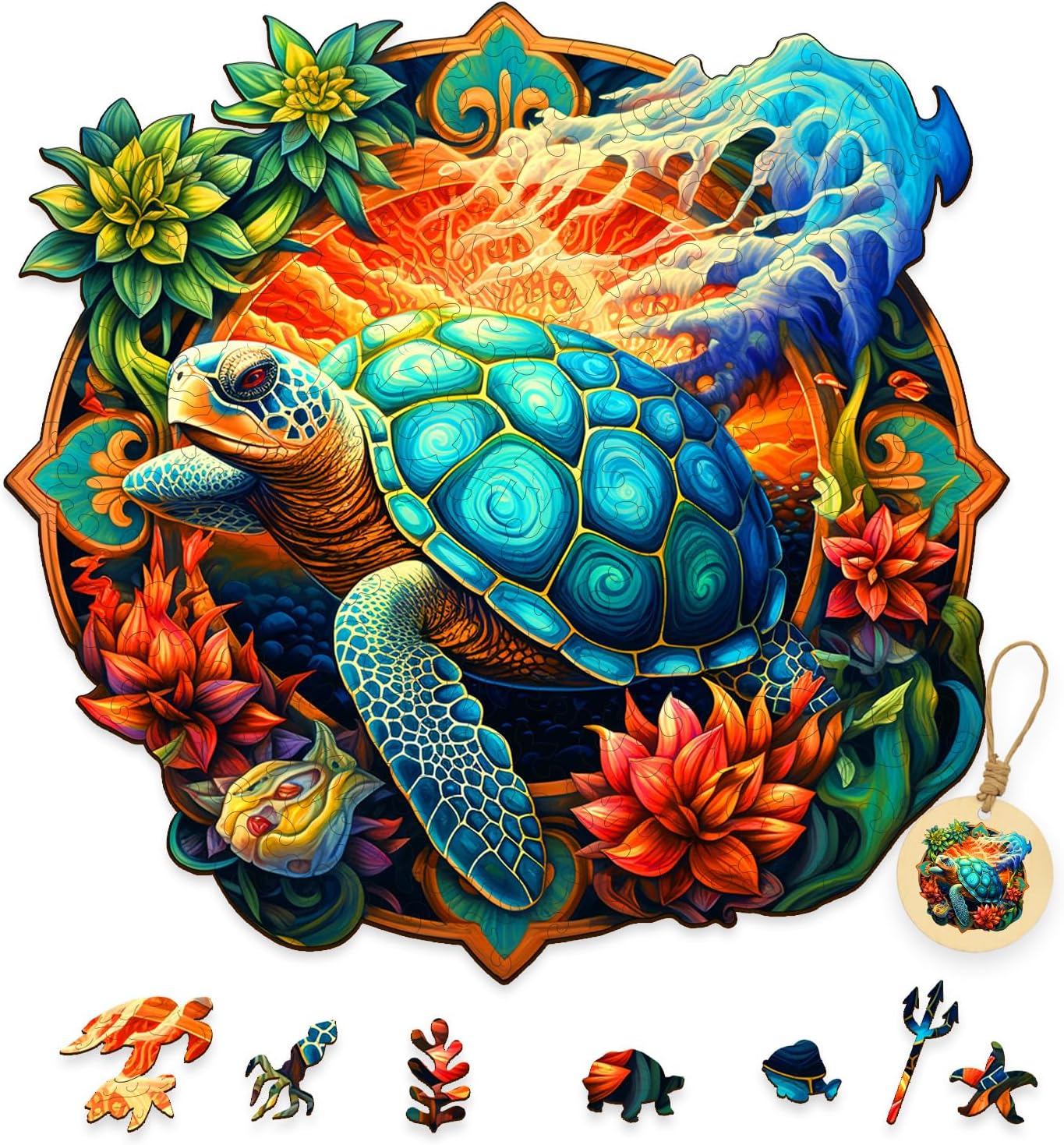 Amazon.com: MIBIHOI Wooden Jigsaw Puzzle, Sea Turtle Puzzle Gifts, 150 ...