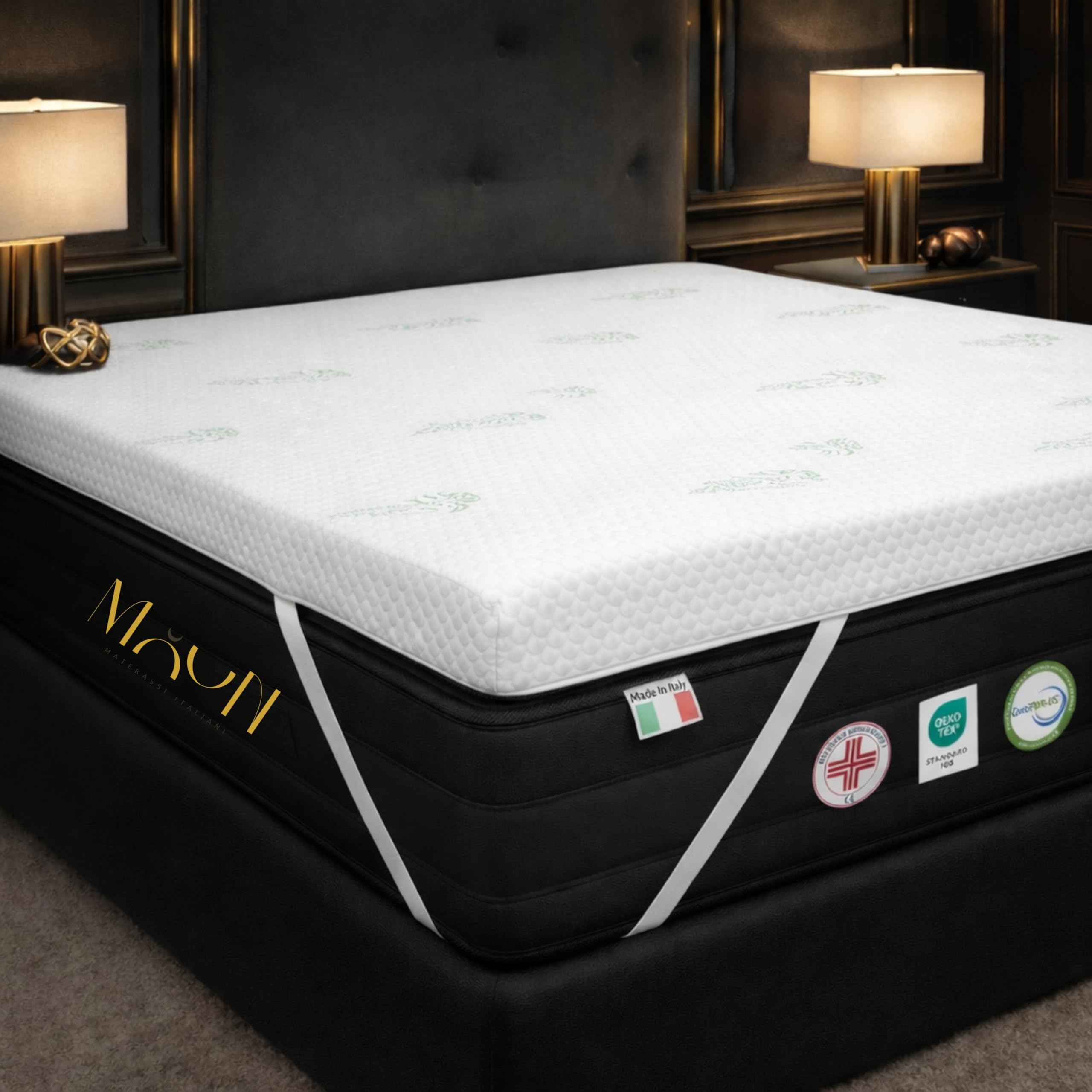 Podwójny materac o wymiarach 170 x 190 cm, zdejmowany – pianka memory o wysokiej gęstości 5 cm – oddychający korekcyjny materac z powłoką aloesową – odświeżający, masażujący, hipoalergiczny
