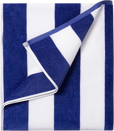 LULUHOME Toalla de playa de felpa de gran tamaño, algodón grueso de 36 x 70 pulgadas, toallas de piscina a rayas, toalla de natación grande de