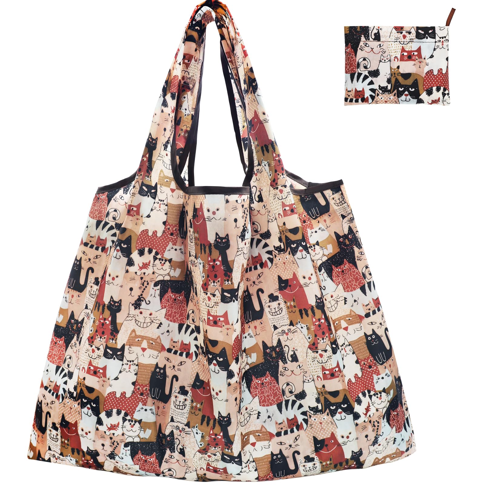 FenFang Reusable Shopping Bags Foldable, Extra Large Grocery Bag, Washable Pocket Shopper Bag