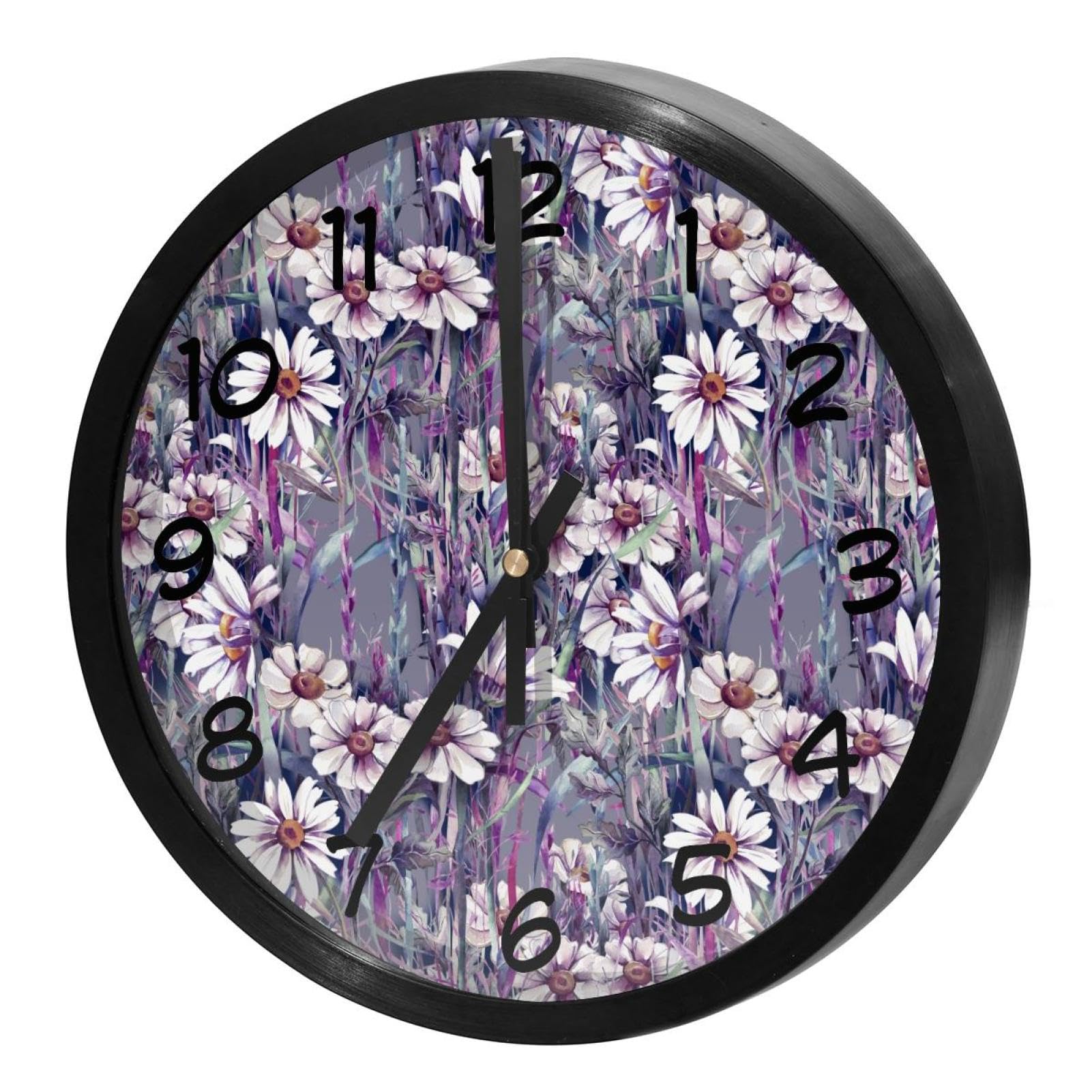 Horloge murale silencieuse sans tic-tac à piles motif floral de bureau