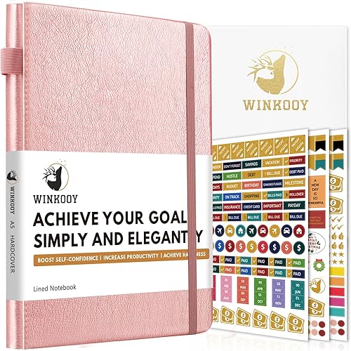 Winkooy Cuaderno rayado, 240 páginas de tapa dura, diarios clásicos de cuero para escribir, viajes, trabajo, negocios, cuadernos A5 gruesos con