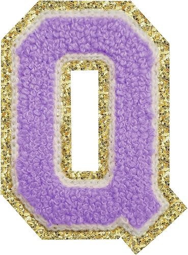 Miniatura 263 de Parches de letras termo-adhesivas de felpilla para chaquetas, parches de letras universitarias con brillantina para planchar en la letra azul A