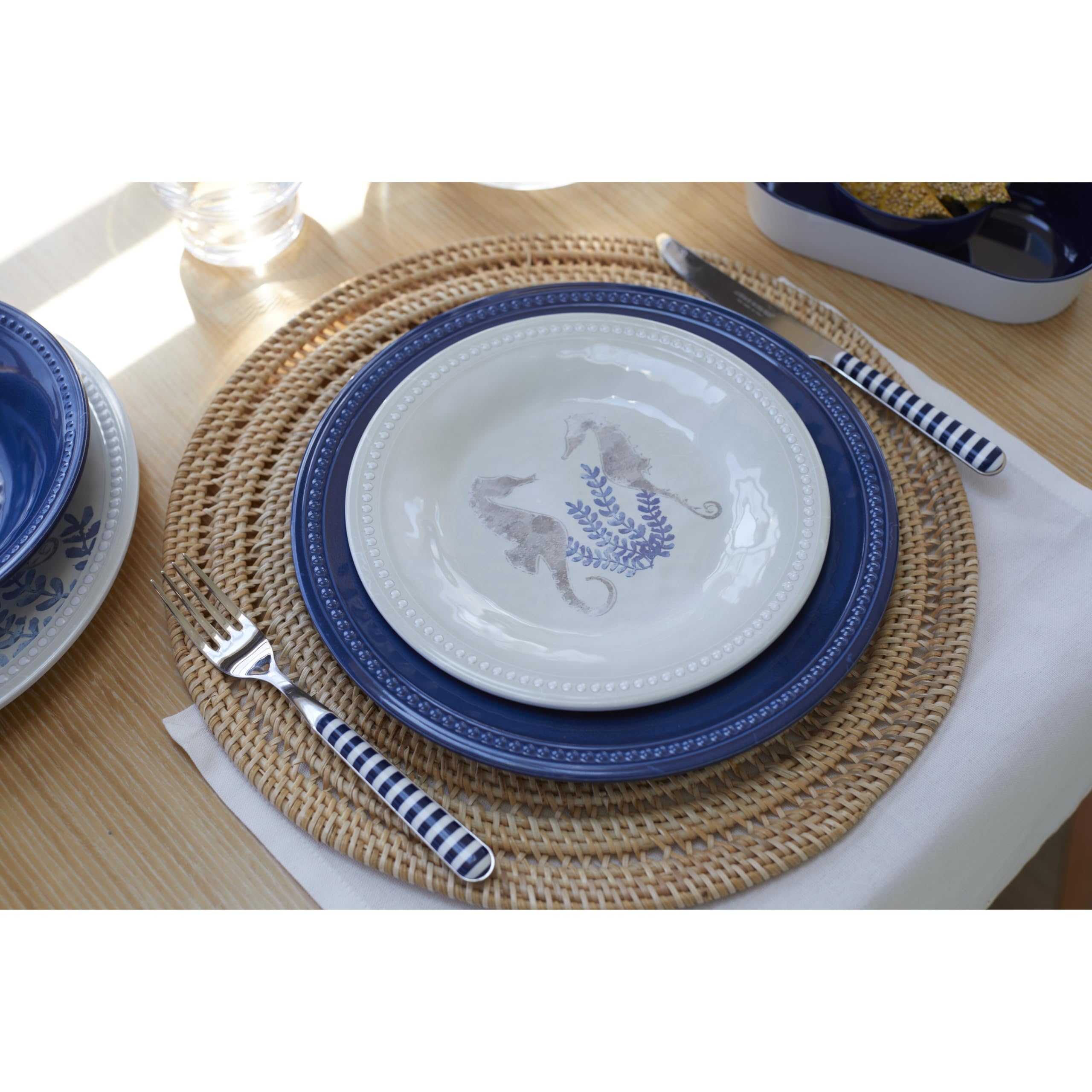 Overstock Blue Melamine Harmony Collection - Juego de 6 platos llanos