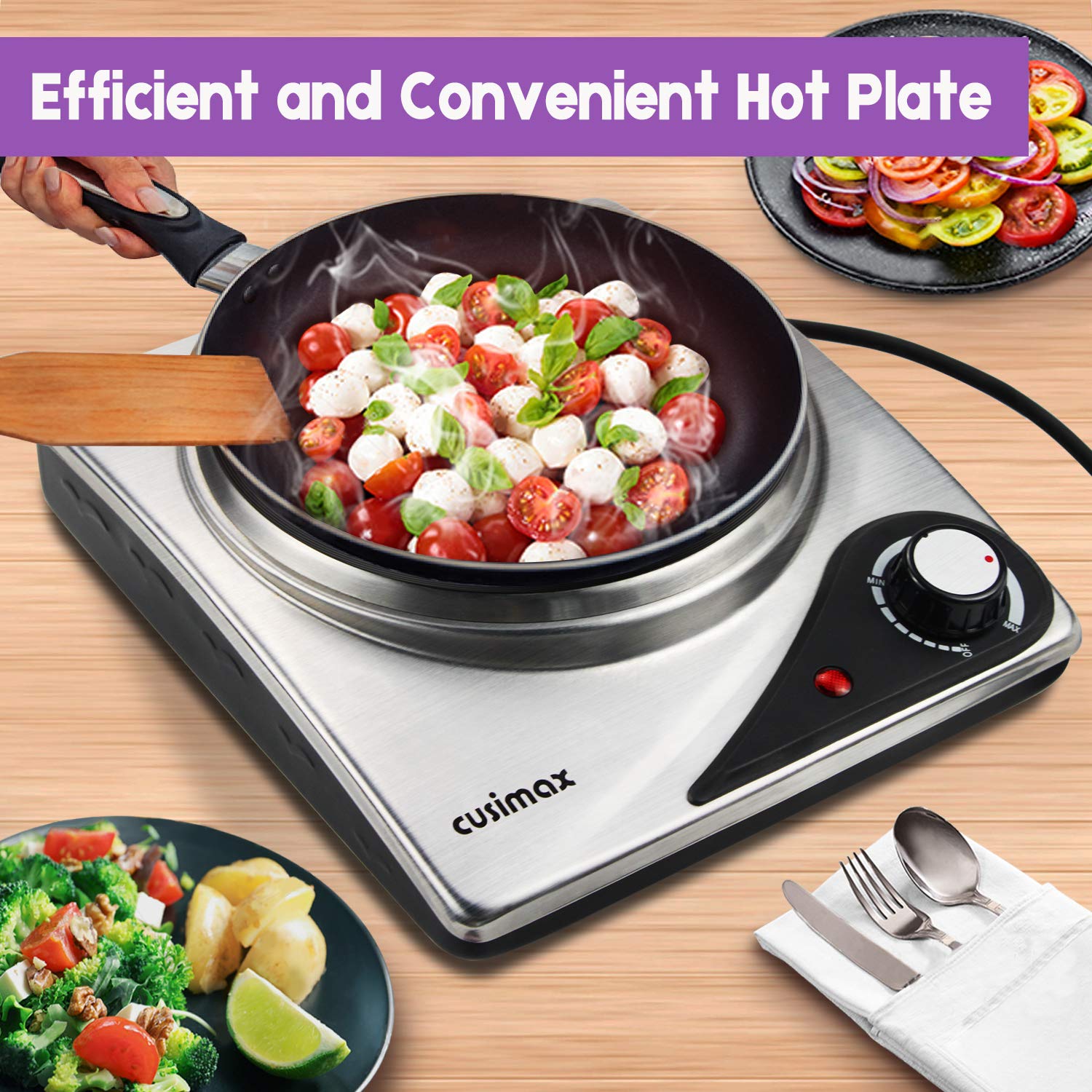 CUSIMAX Hot Plate for Electric Cooking Portable Single Hob, Cooktop Table  Top Hob with Cast Iron Hob Rings Electric Burner with Temperature Control,  Stainless Steel, 1500W : Amazon.co.uk: Large Appliances