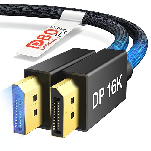 IVANKY 80Gbps DisplayPort Cable 2.1 UHBR20 Braided 16K DP Cable 6.6FT
