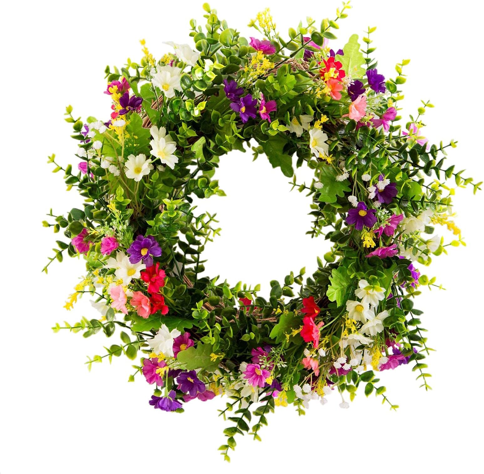 Couronne De Magnolia Artificielle, Couronne De Fleurs De Cerisier Pour Porte D'entrée, 35,6 Cm