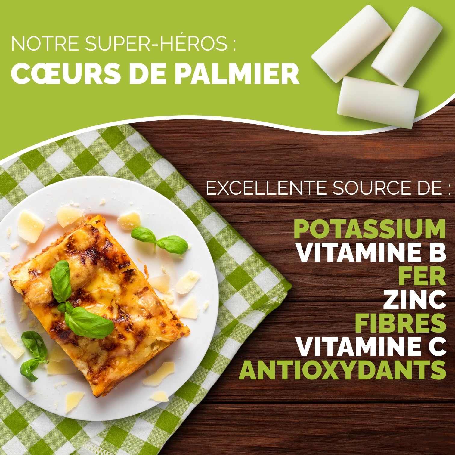 PALMINI Pâtes Lasagne - Cœurs de palmier – Vegan | Sans OGM – Faible en calories – Keto – Sans Sucre– 338g | (Pack de 6)