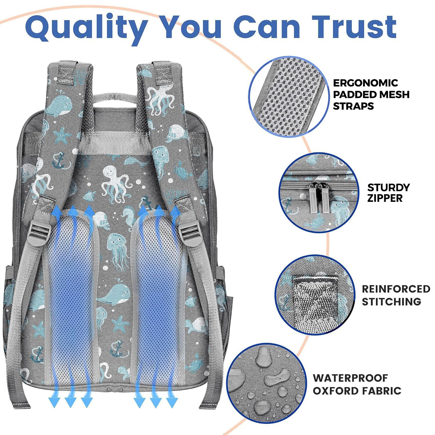 PILLANI Baby Diaper Bag Backpack - Backpack Diaper Bag w/Large Capacity - Baby Shower Gifts - Waterproof Travel Diaper Bags w/Changing Pad, Insulated Bottle Holders, Padded Straps - Baby Boy Stuff