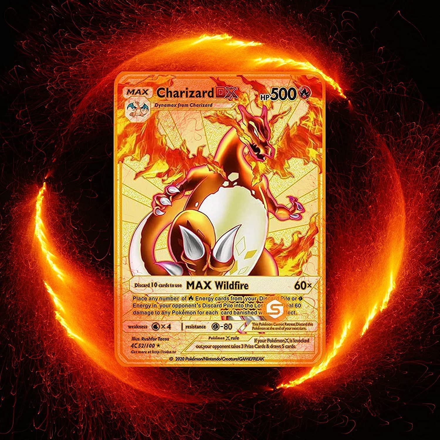 pokemon charizard dx metal card AHAKAC Charizard DX Metal Gold Card - Collector's Rare Shiny Gold Card