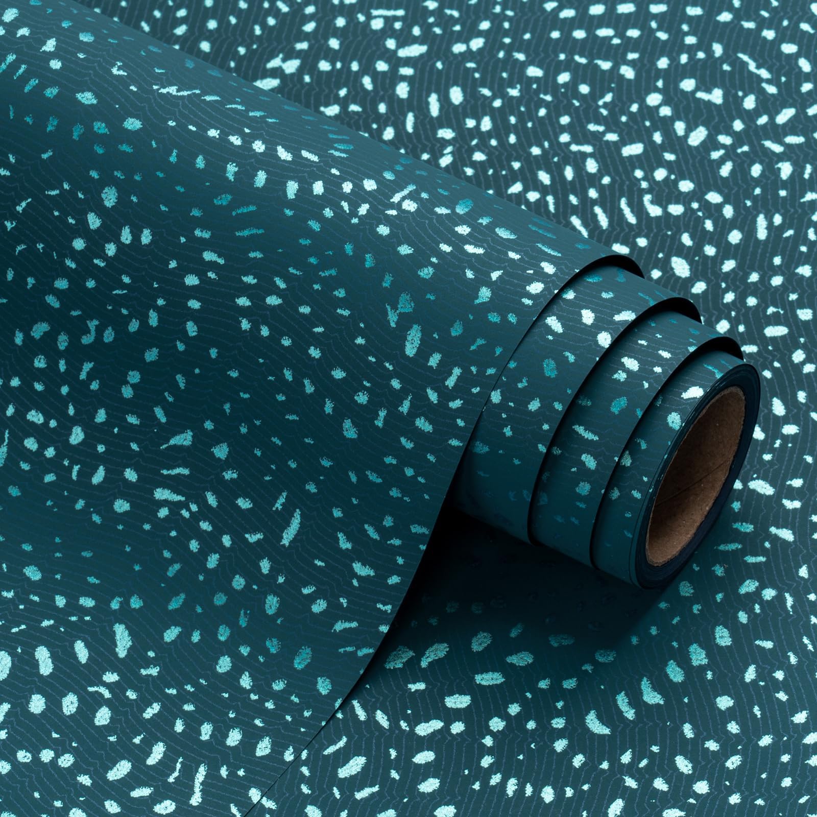 Green Wrapping Paper Roll - Mini Roll - 17 Inch x 16.5 Feet - Green with Silver Design Perfect for Christmas, Birthday, Holiday, Wedding, Baby Shower