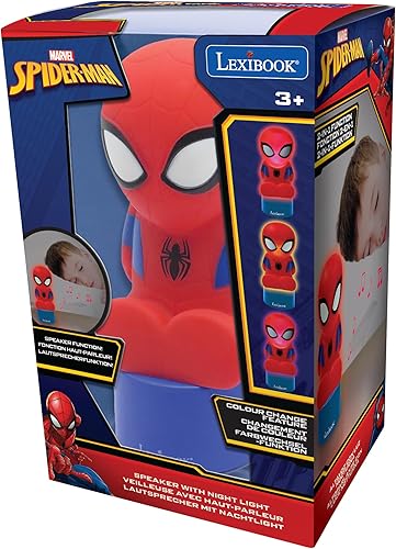 Miniatura 3 de Lexibook Spiderman, luz nocturna y altavoz para habitación de los niños, cambio de color, luz suave, funciona con pilas, azulrojo, NS01SP