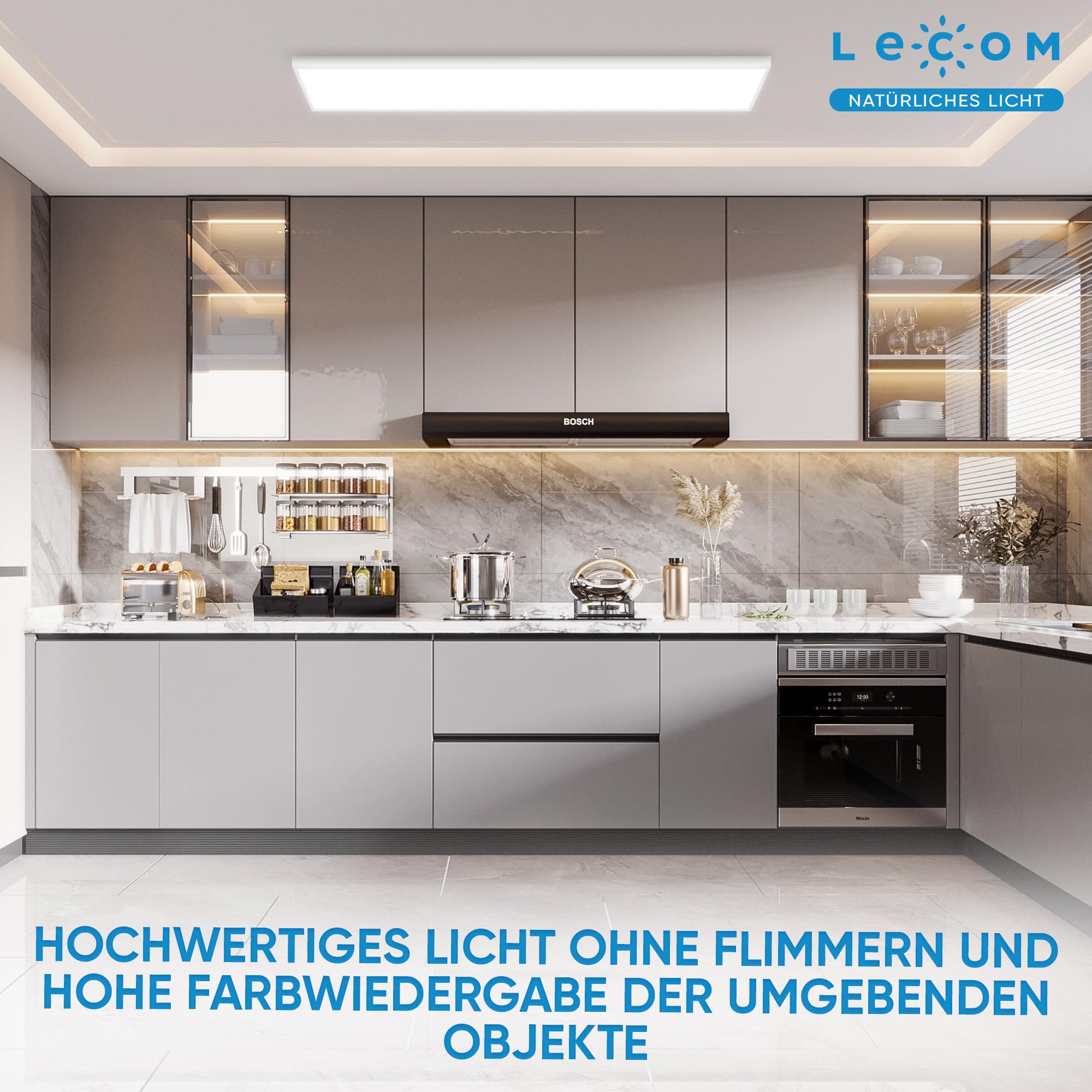 LECOM LED Panel 120x30 Dimmbar 3000-6000K CRI90 Fernbedienung Aufbaurahmen | LED Deckenleuchte Aufputz. Natürliche Farben dank CRI90 für Verkaufsräume, Bibliotheken, Schulungsräume, Besprechungsräume.