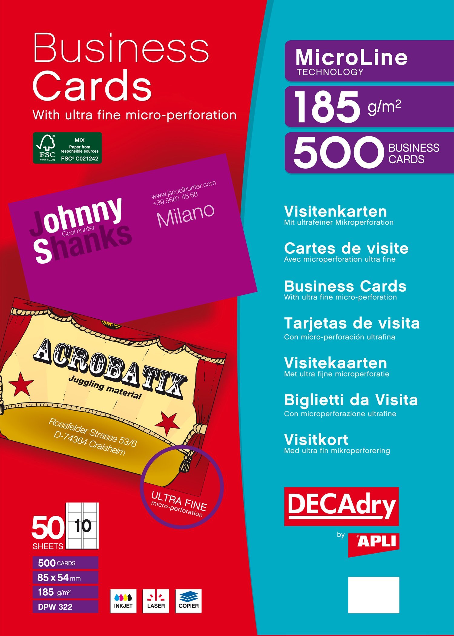 DECAdry DPW-322 500pezzo(i) biglietto da visita