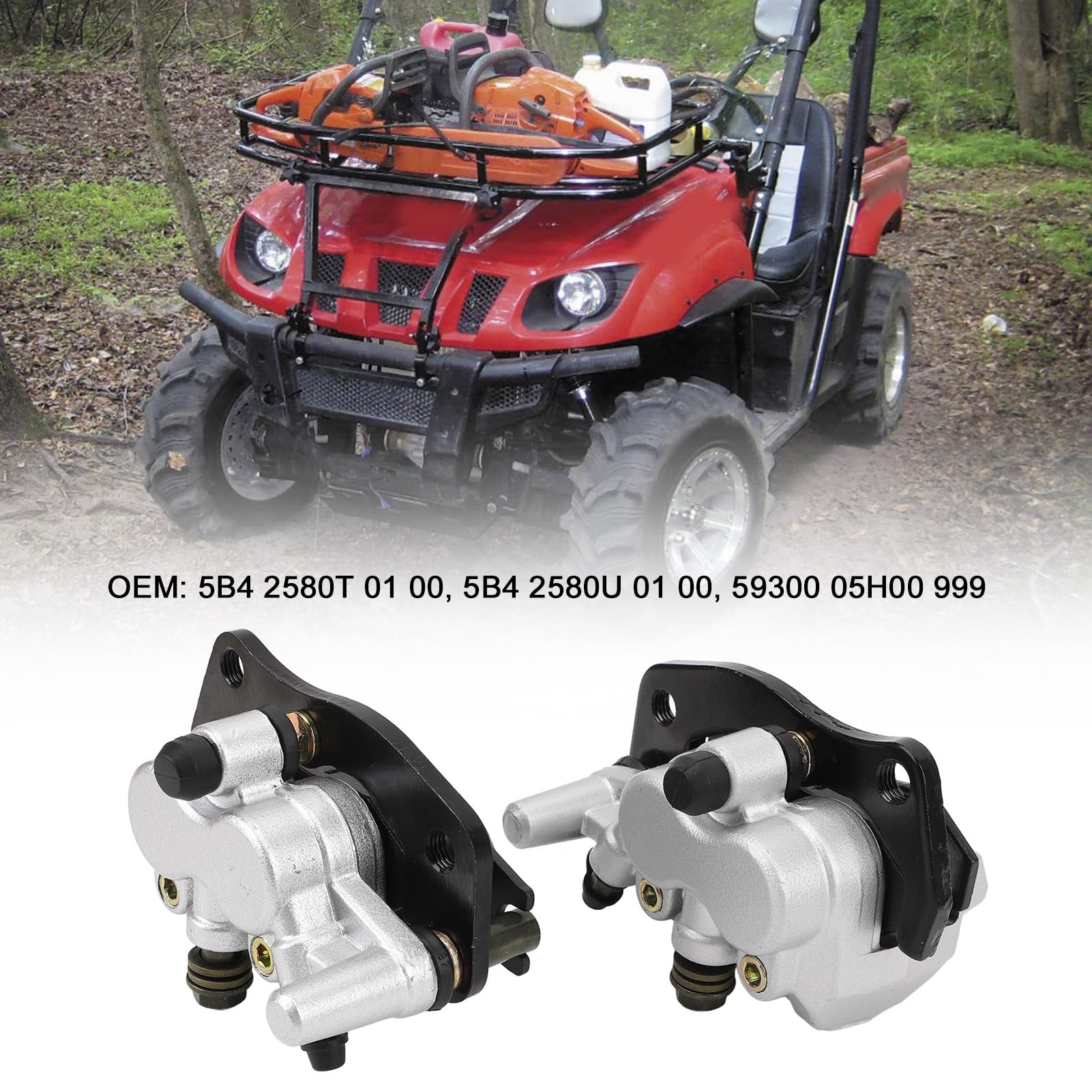 Par de Pinzas de Freno Delantero Izquierdo y Derecho para Rhino 450/660/700 - Pinzas Hidráulicas Compatibles con OE con Ajuste, Disipación de Calor y Control - 5B4 2580T 01 00