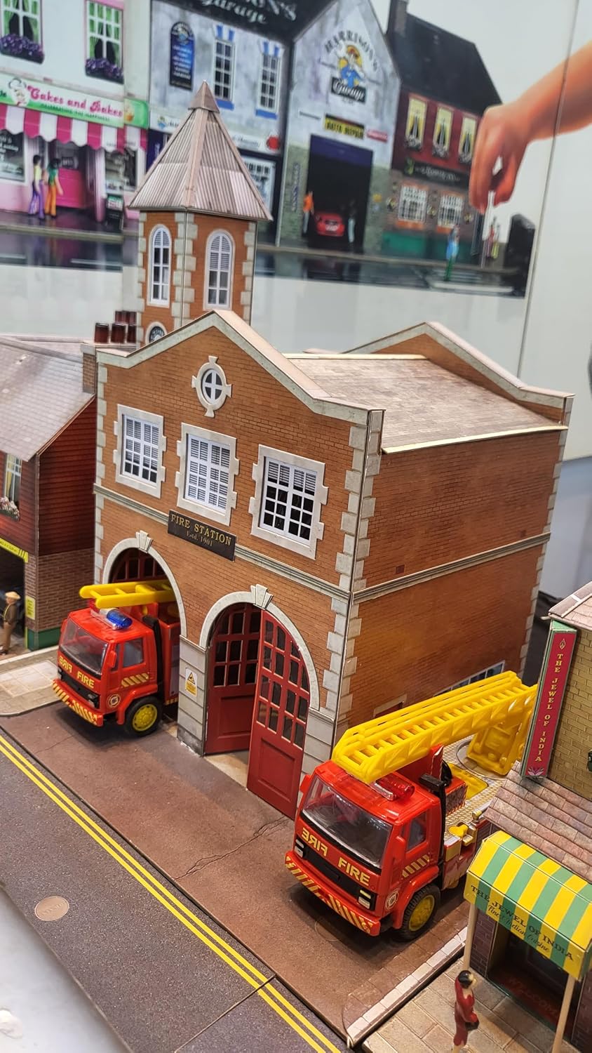 The CityBuilder FIRE Station Cardboard Model Making Kit - O Scale Model Railroad Building
