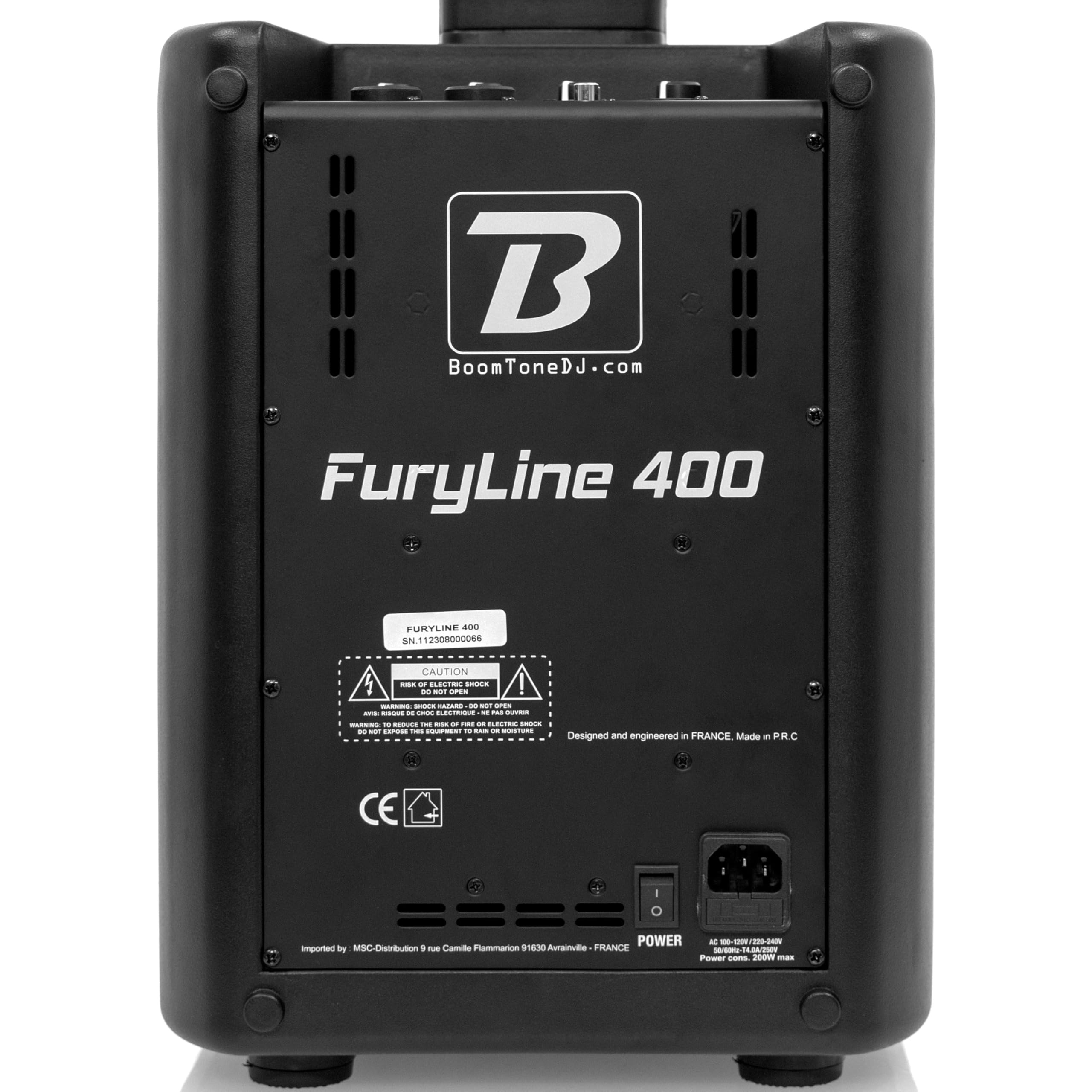 BoomToneDJ FuryLine 400 – Tragbares Lautsprechersystem, 400 W, Bluetooth 5.0, TWS, integrierter DSP, ideal für Konzerte, Outdoor, Partys, Proben, Lieferung mit Schutzhülle, zuverlässige französische