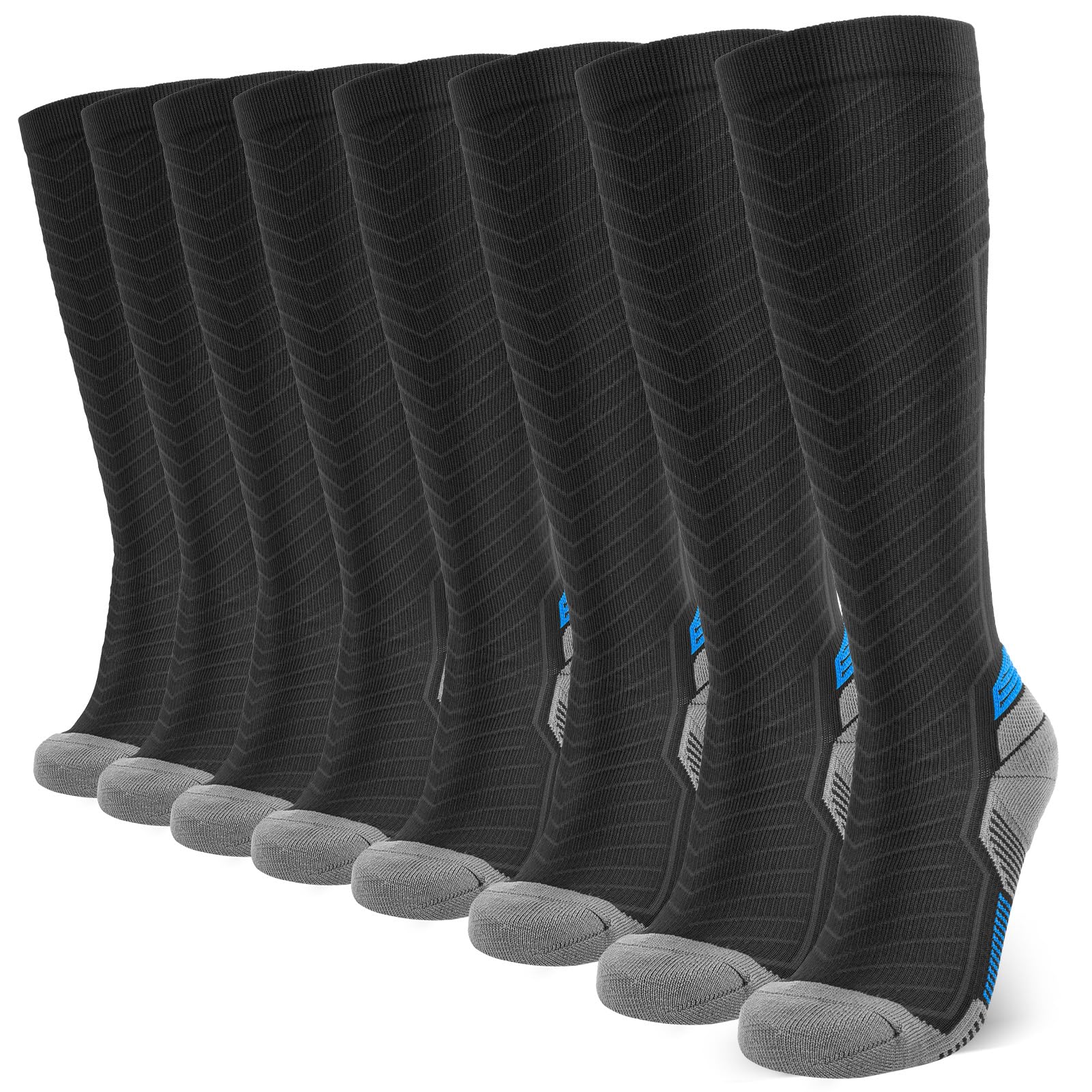 Compression Socks for Men & Women (2/4/6 Pairs) 20-30 mmHg Graduated Compression Knee High for Running, Athletic