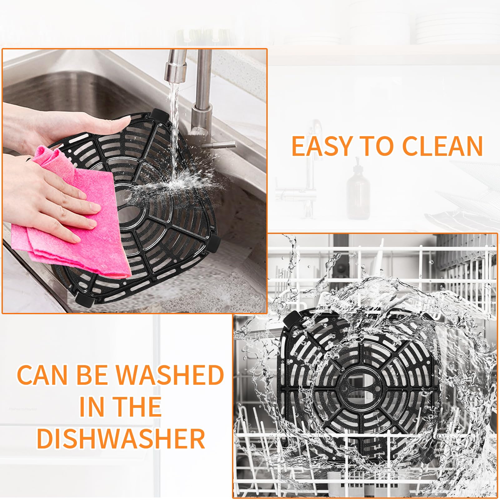 Air fryer Replacement Parts for BLACK+DECKER Purify 4QT Air Fryer, Upgrade 7.87×7.87 IN Air Fryer Pan Crisper Plate Accessories Tray Rack for Holstein Housewares 4.4QT Green Life 4.5QT Air Fryer