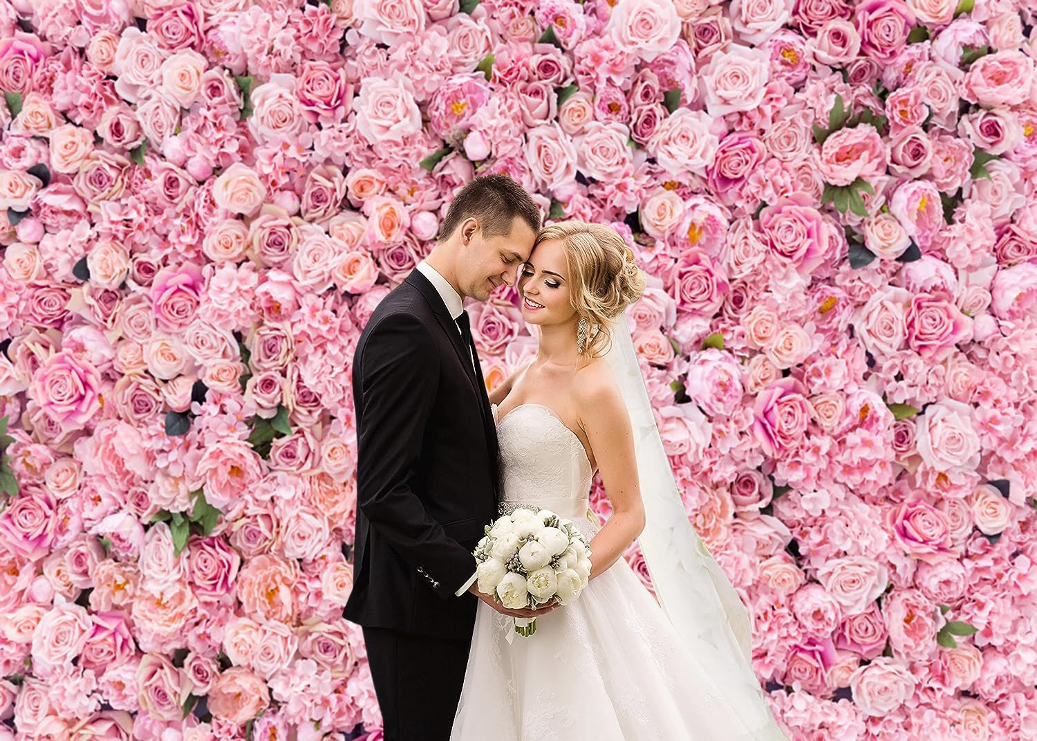 3x2.4m Sfondo floreale parete rosa floreale fotografia ragazze festa di compleanno matrimonio doccia nuziale decorazioni di partito ritratto Photoshoot Banner Photo Booth oggetti di scena