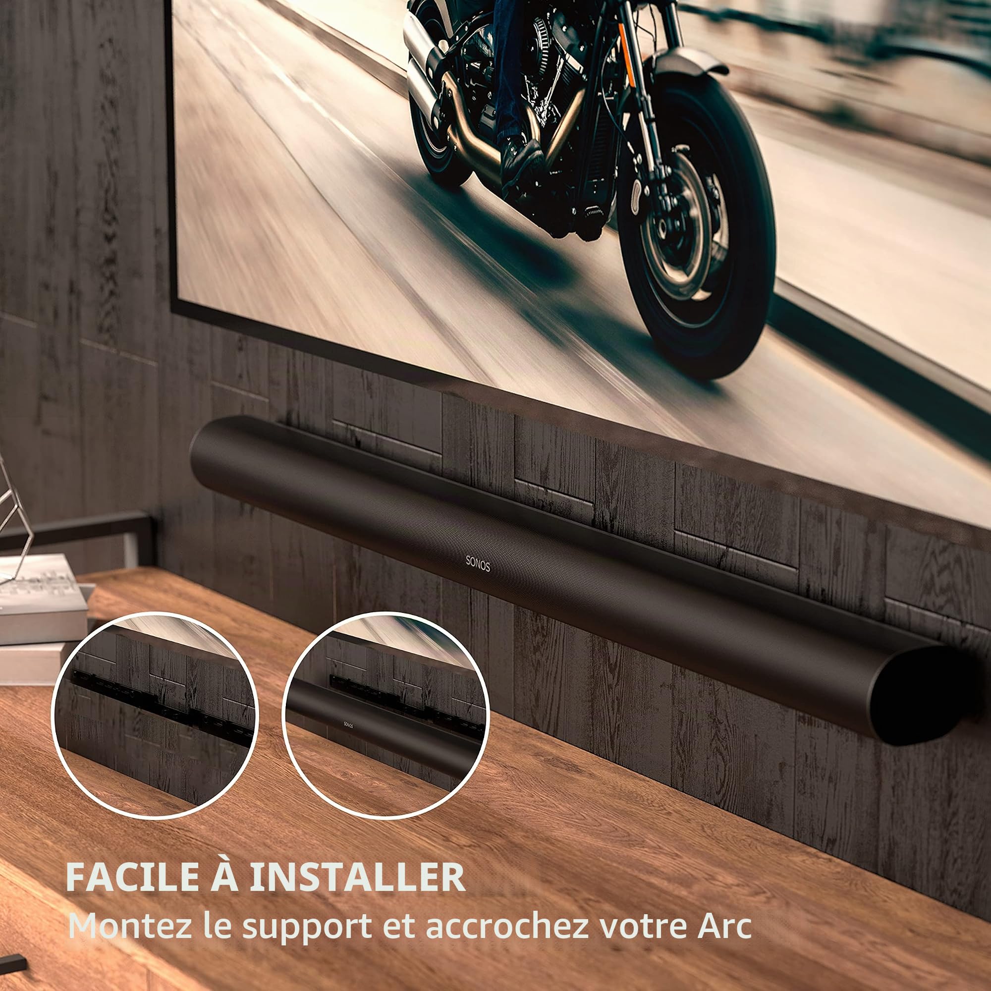 HumanCentric Support Mural pour Sonos Arc, Noir, Montage Flottant