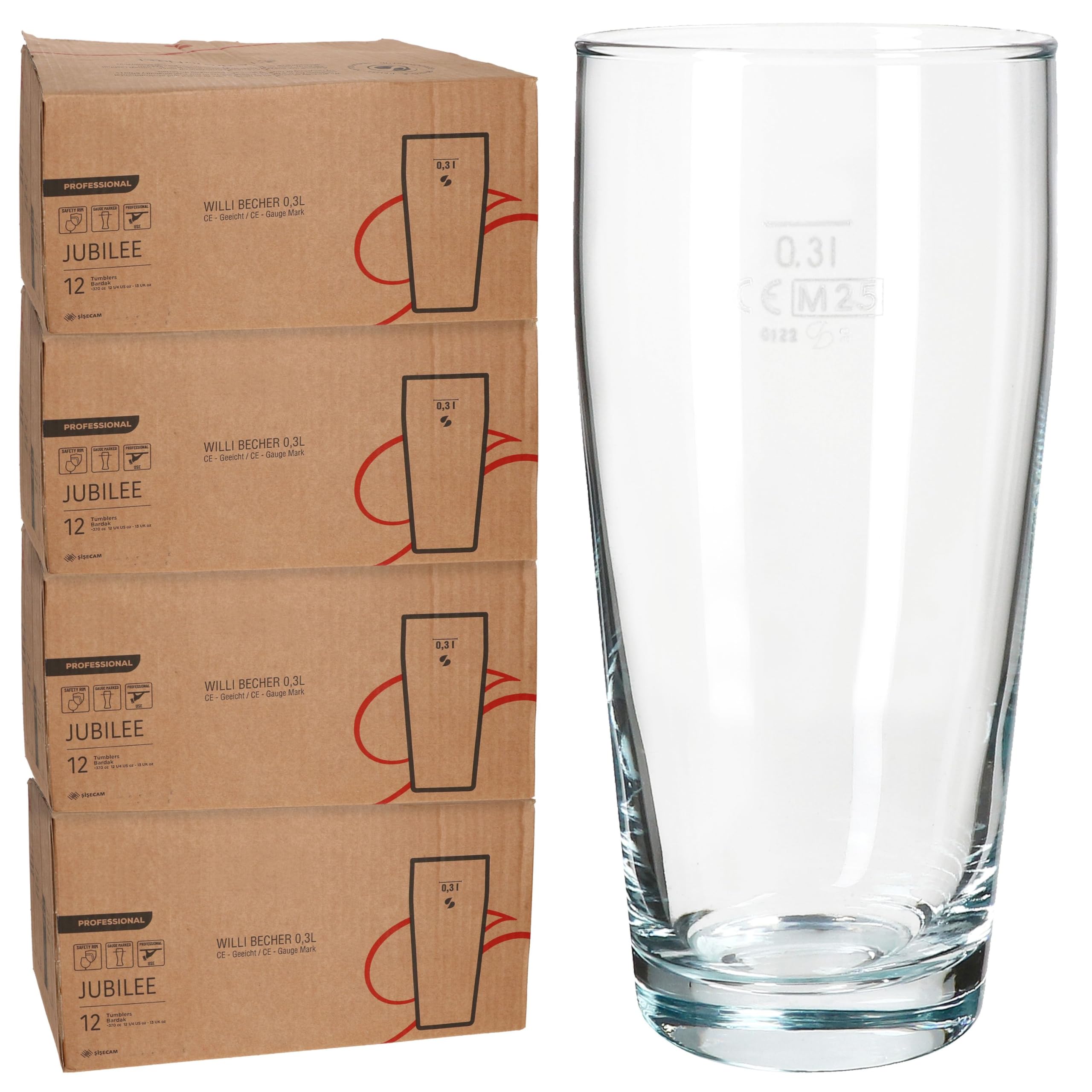 MamboCat 48er Set Willibecher 0,3 L geeicht I Biergläser aus klarem Glas mit Eichstrich I Trinkgläser für Bier, Wasser, Cocktails & Softgetränke ideal für Gastro, Bars & Restaurants
