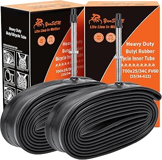 700C Heavy Duty Bike Tubes 700x25C/26C/28C/30C/32C/34C FV60 Presta Valve (25/34-622) 700C Bicycle Inner Tubes Compatible 700x25C 700x26C 700x28C 700x30C 700x32C 700x34C Bike Tire Tubes 2-PCS