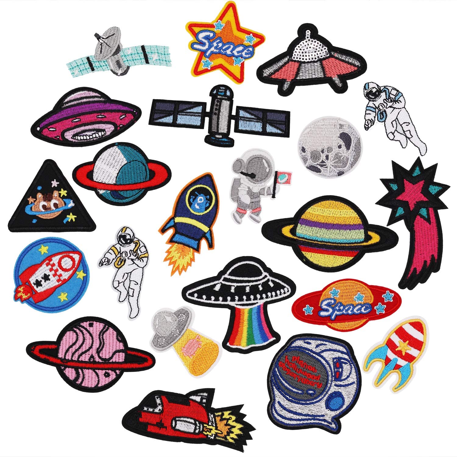 MAKINGTEC Clothes Decorative Patches, 22 Pieces Astronaut Pattern Embroidered Sewing Decorative Patches for DIY Jeans, Jackets, Kids Clothing, Bags, Hats, Craft Sewing