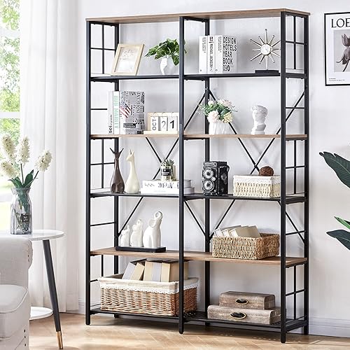 HOMISSUE Estantería doble ancha de 6 niveles, estanterías industriales con marco de metal, estanterías de almacenamiento grandes abiertas, estilo