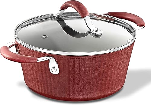 NutriChef Olla de cocina antiadherente duradera, utensilios de cocina de alta calidad con tapas de vidrio templado transparentes, 2.1 cuartos de