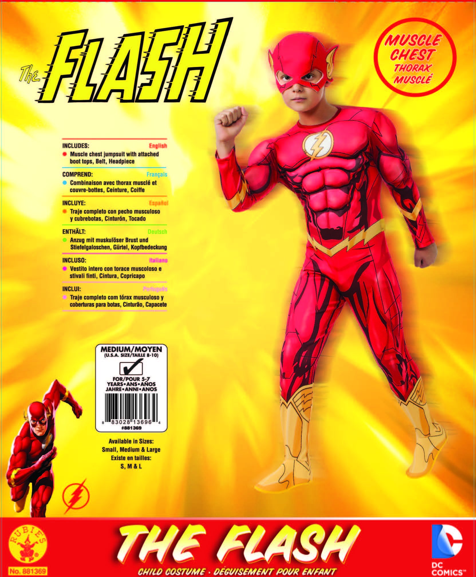 Rubie's IT881369-S - Flash Deluxe Kostium, z Mięśniami, Wielkosc S