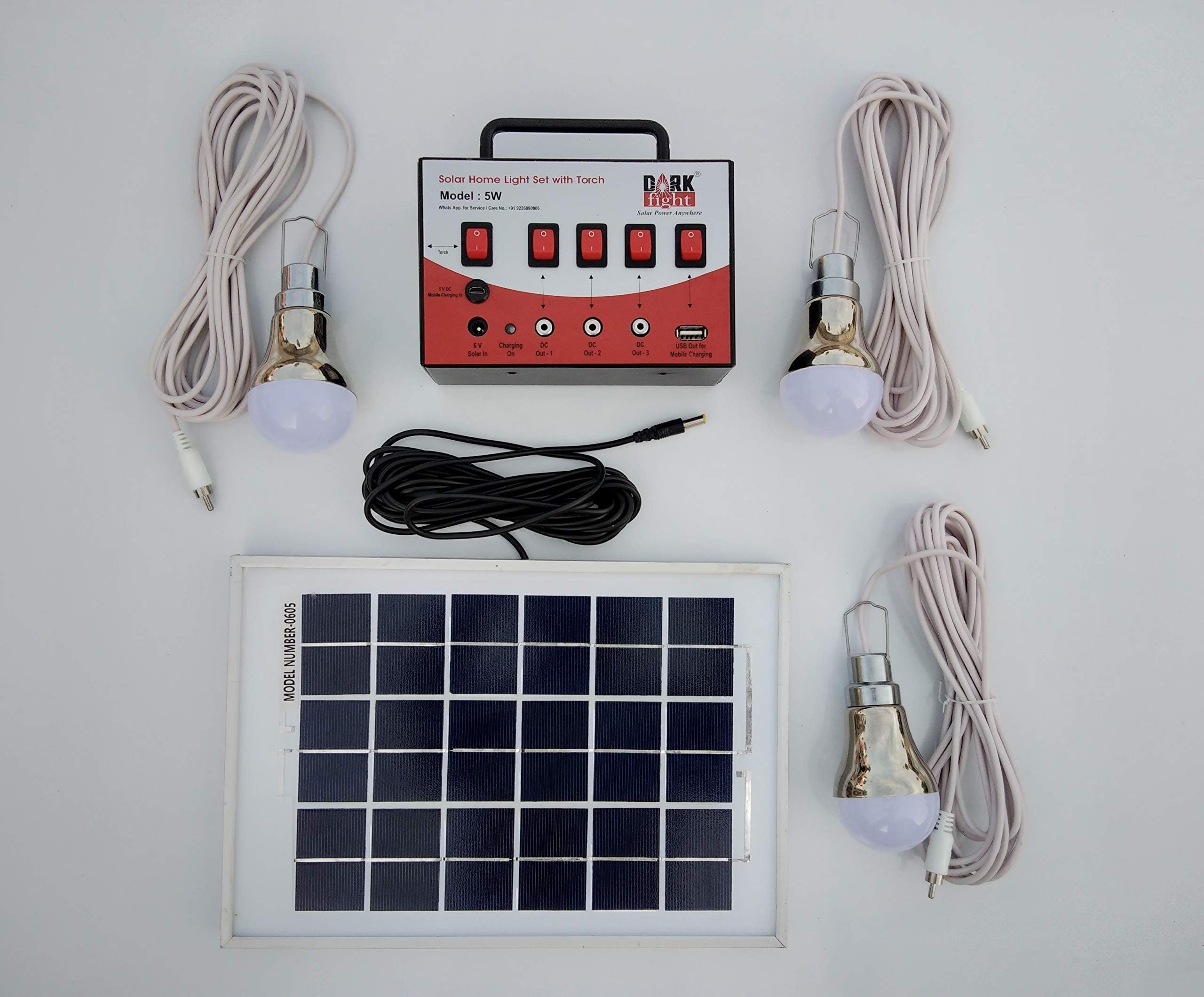 Metal Solar Home Light with Torch, Black