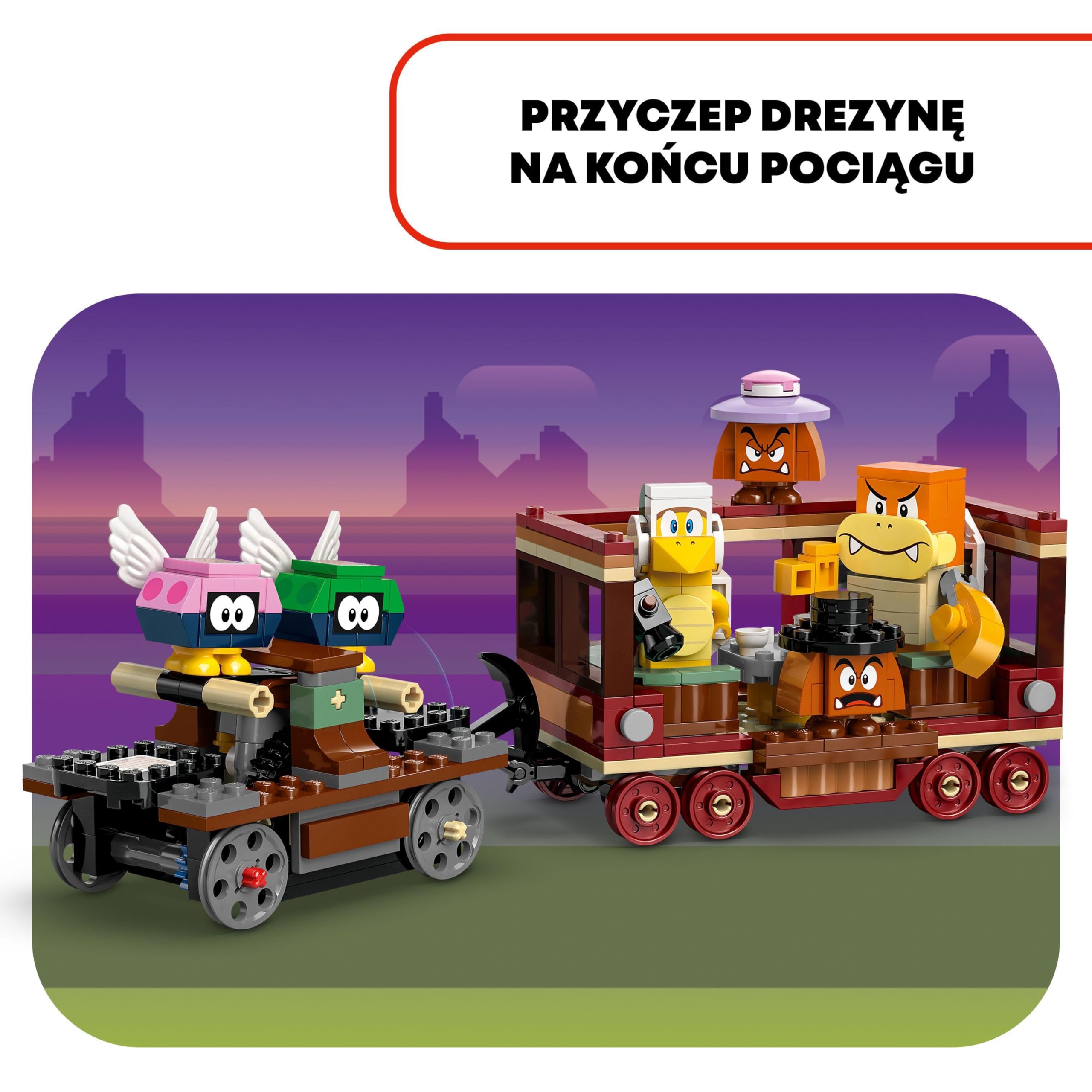 LEGO Super Mario Bowser i pociąg ekspresowy, Interaktywna Zabawka dla Dziecka, Kolejka do Zbudowania z 6 Figurkami w tym Hammer Bro i 2 Goomby, Prezent dla 9-latka, dla Chłopca i Dziewczynki, 71437