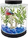 Tetra Betta Fish Aquarium Kit, 1.1 Gallon Half Moon Curved Fish Tank, 4.6 x 9.1 x 9.9 Inches