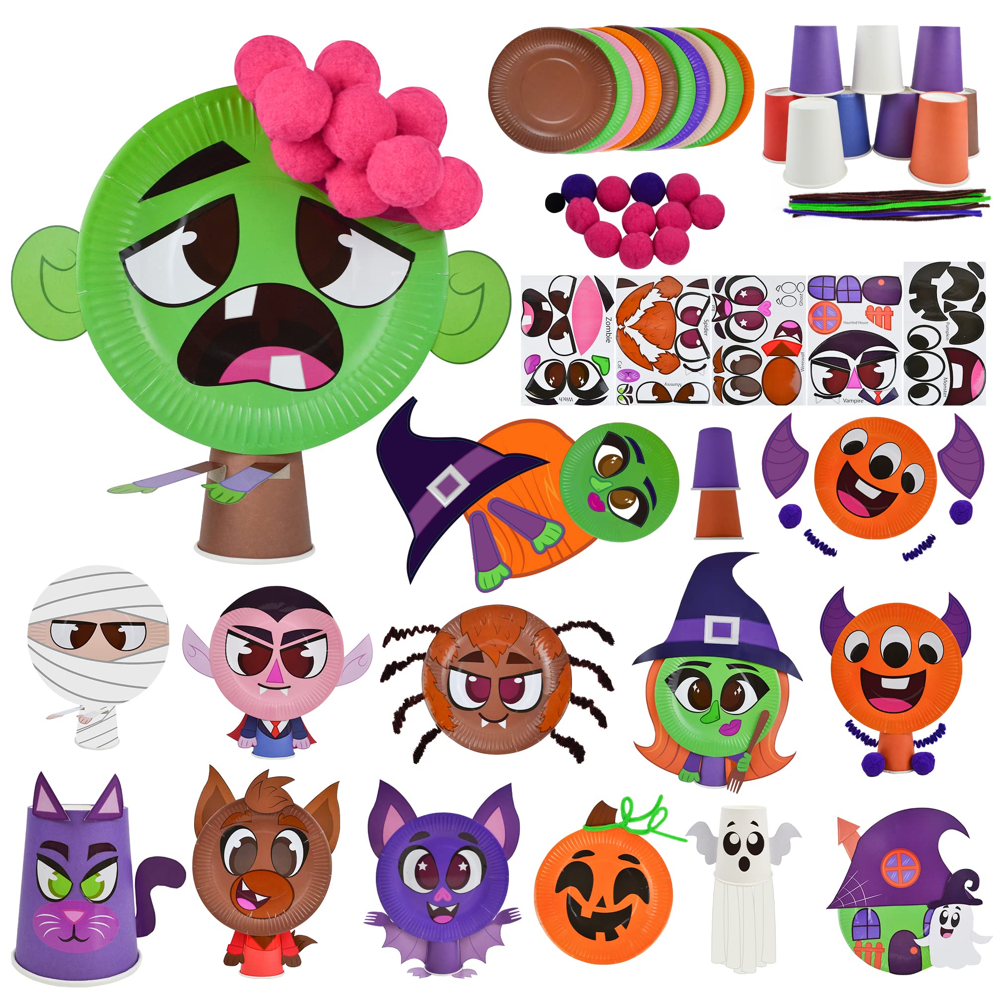 Klever Kits Halloween Decorating Craft Kit Stickers, DIY Paper Kitchen Utensils Craft Set, Paper Craft Art Kit for Children Halloween Art and Craft DIY Kit, Halloween Party Favors Party Decoration