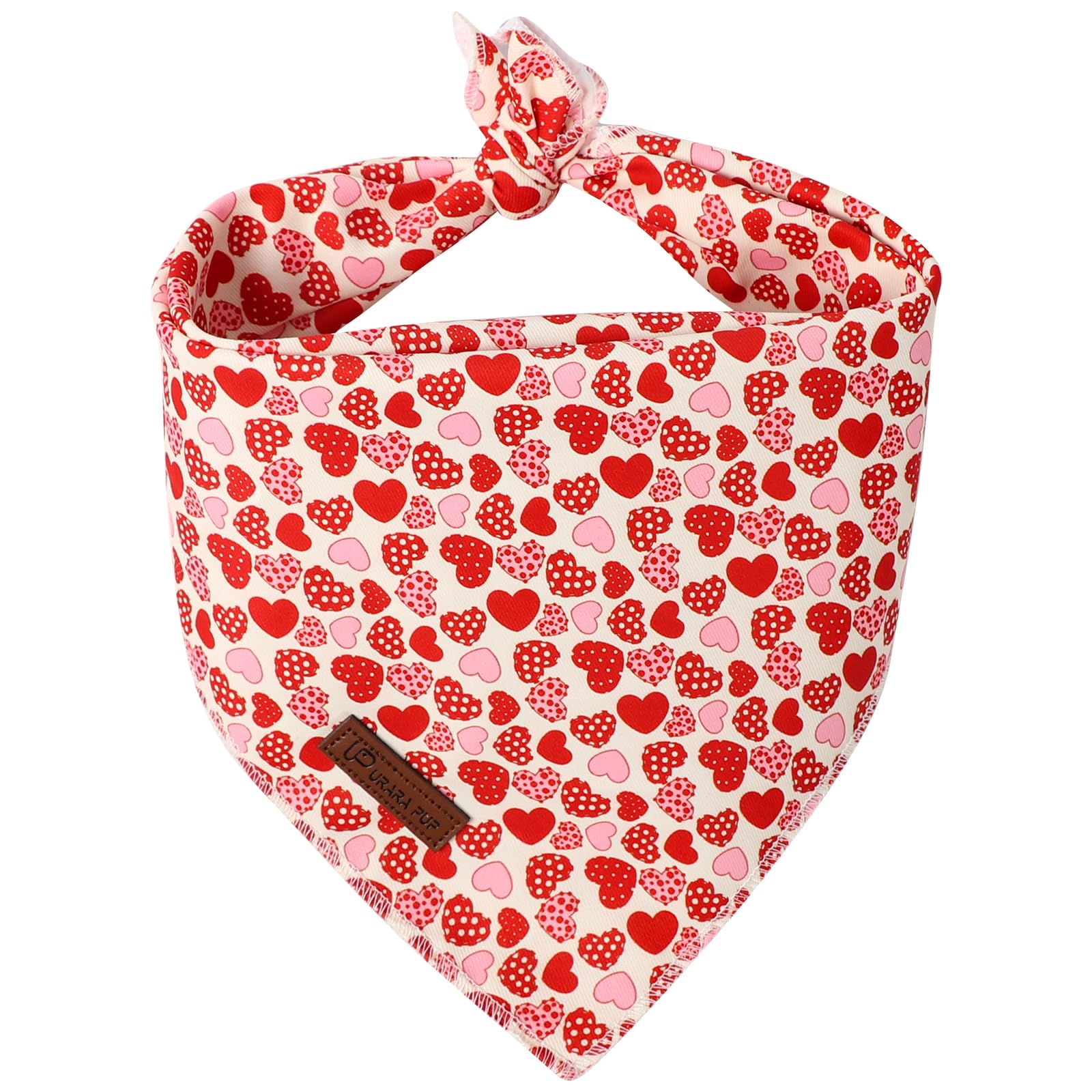 Valentine’s Dog Bandana, UP URARA PUP Valentine Triangle Bid Scarf for Girl Boy Small Medium Dogs or Cats, Adorable Puppy Wedding & Valentine’s Bandana, Cute Soft Cotton Pet Kerchief, S