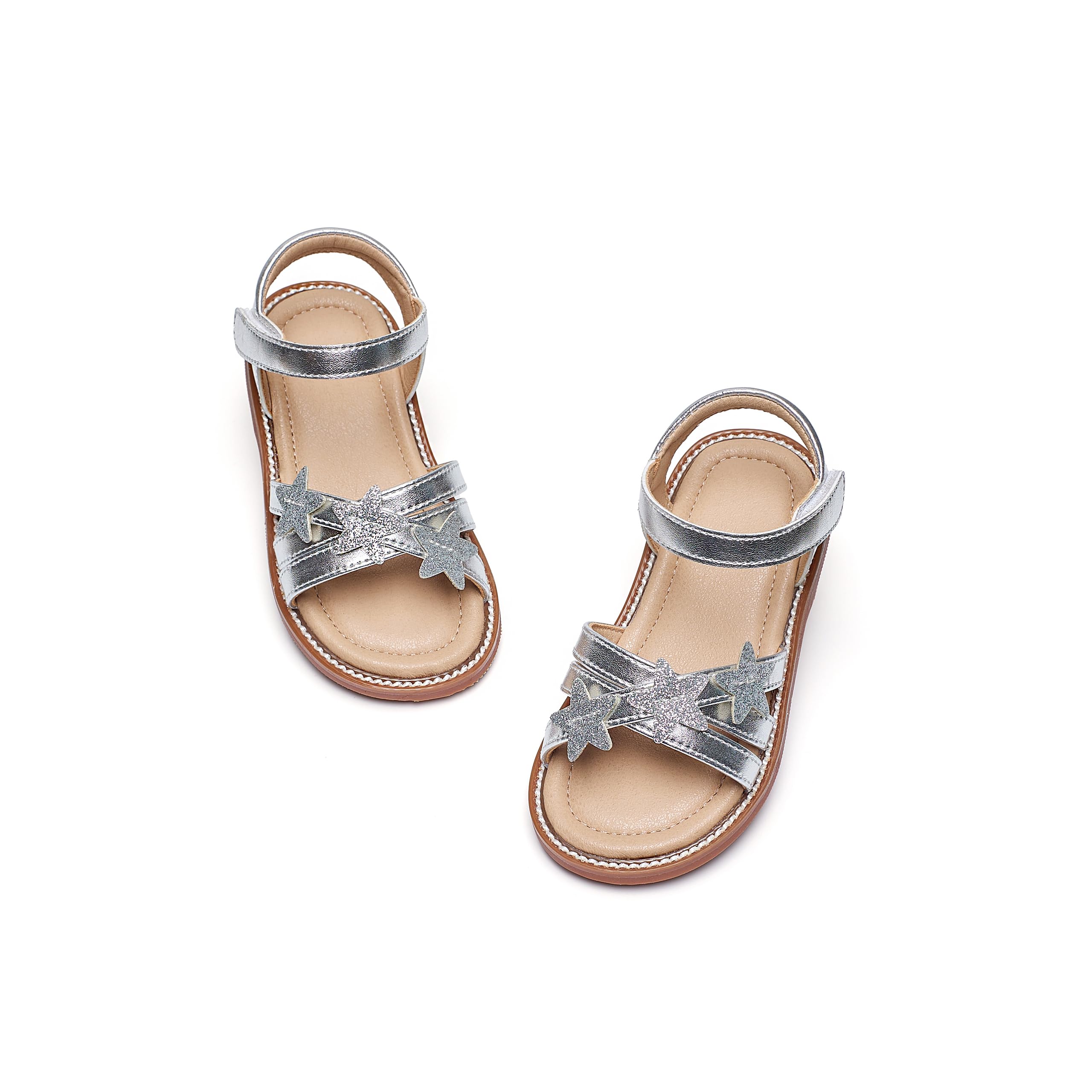 Flaryzone Toddler Girls Sandals Open Toe Flats Flower Girl Dress Shoes