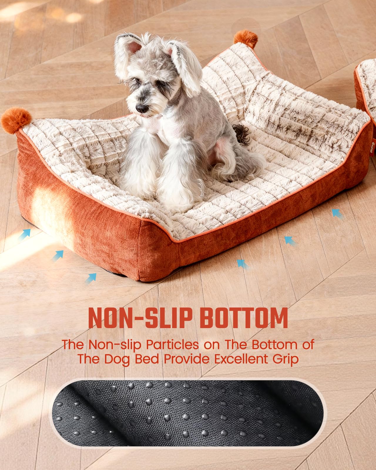 Orthopedic Dog Bed for Large Sized Dogs, Waterproof Supportive Egg Crate Foam Medium Dog Couch, Pet Bed with with Removable Bolsters, Washable Cover Non-Slip Bottom, (36''×26''×7.5'') - image 8