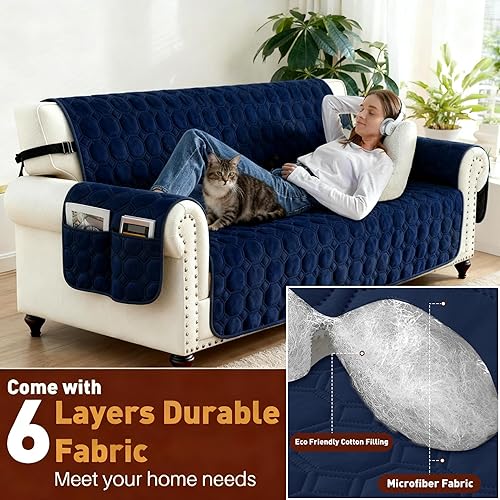 Miniatura 6 de XINEAGE Fundas 100% impermeables para sofá biplaza, fundas de sofá biplaza, lavables, 2 cojines, aptas para mascotas, protector de sofá biplaza para