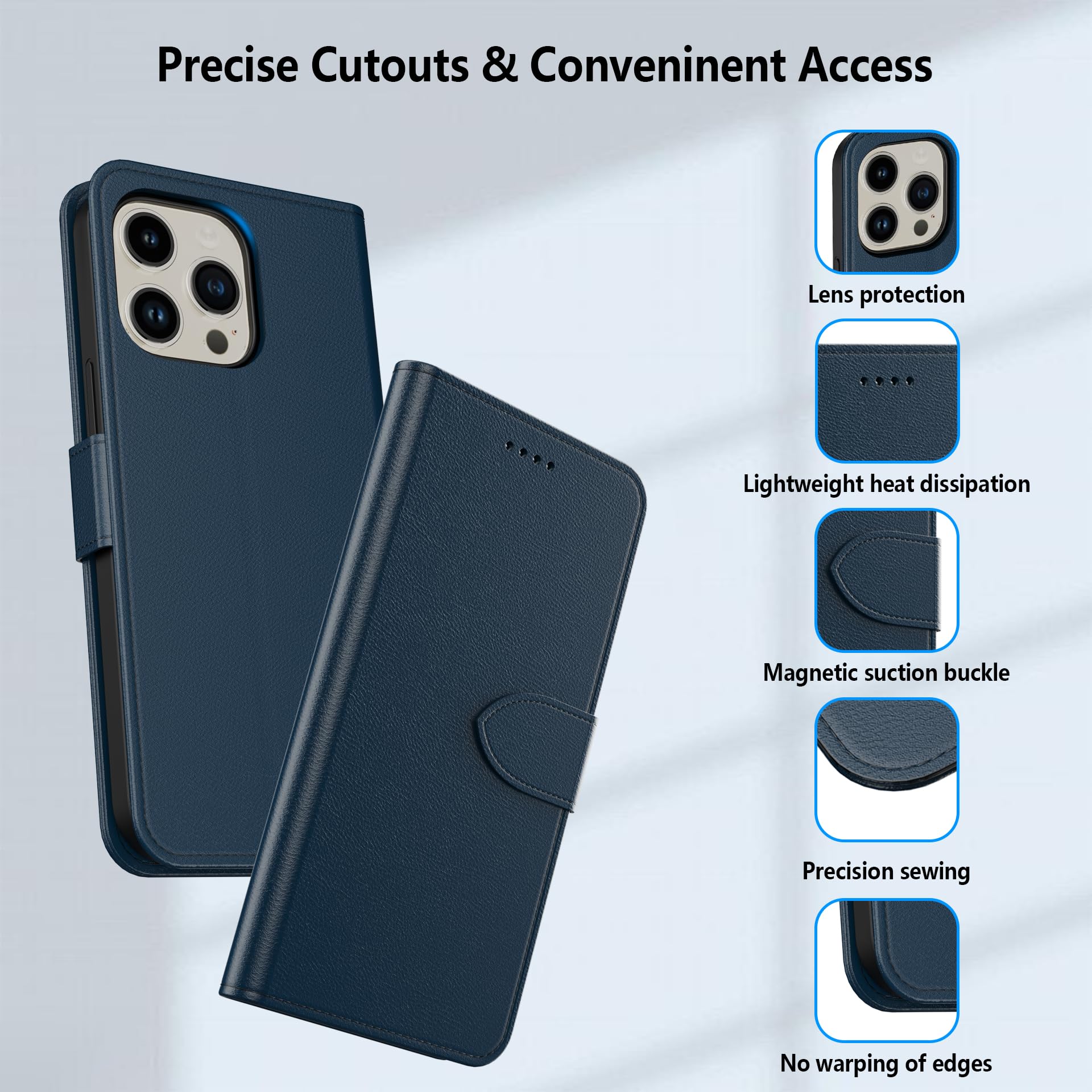 Aiziki For iPhone 15 Pro Max Case Wallet Premium Leather Flip Case