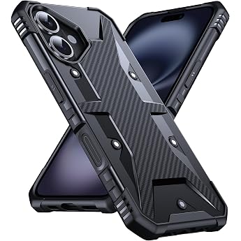 DASFOND Case for iPhone 16 Case with Camera Protection Upgraded Military Shockproof Robust Heavy Duty Bumper Mobile Phone Case Protective Cover for iPhone 16 Black