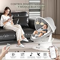 Vista 7 de Columpio de bebé 3 en 1 para bebés con detección de movimiento, columpio eléctrico para bebé con 3 modos de columpio, 12 canciones de cuna y 5