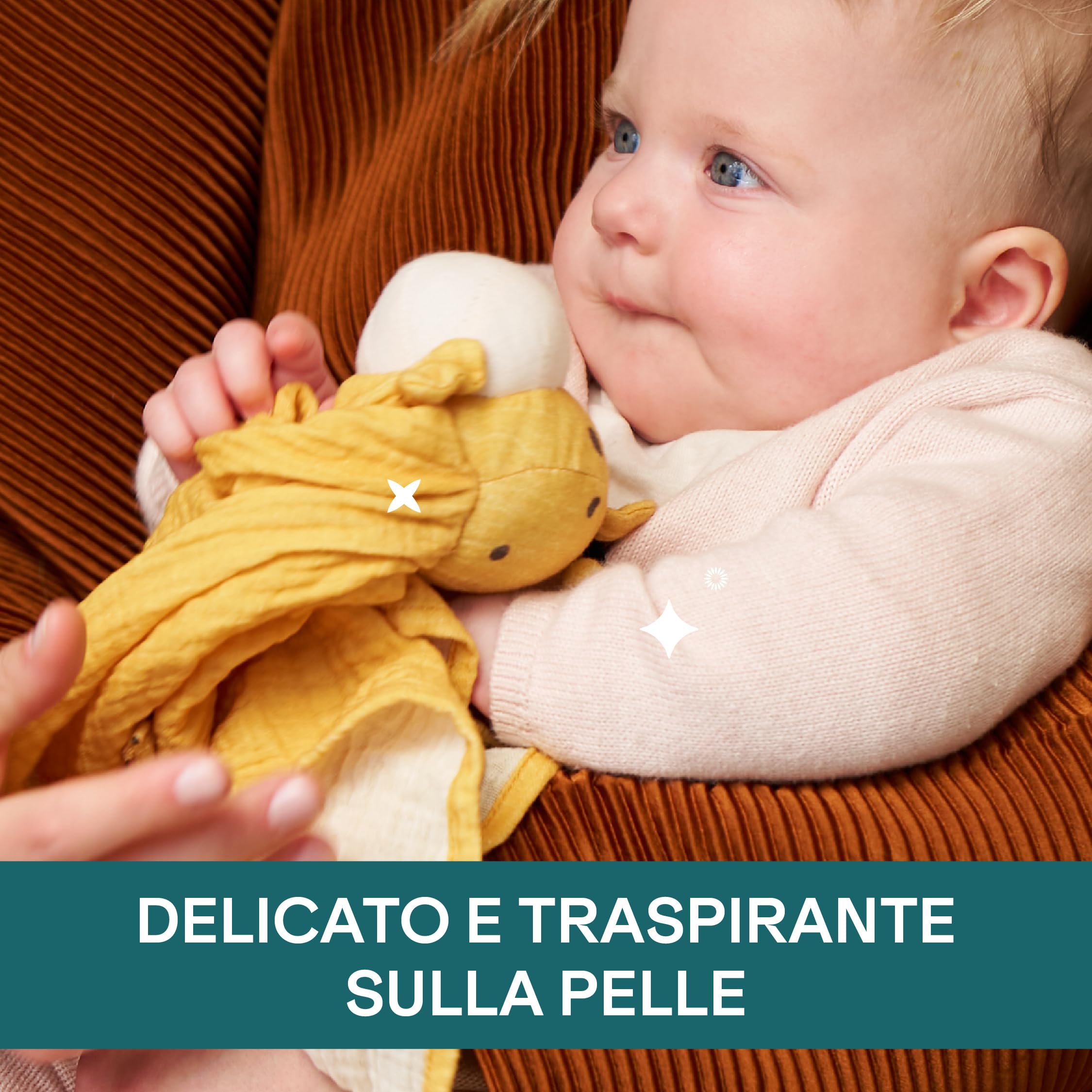 KOALA BABYCARE Doudou Bambino o Ragazza in Chiffon Bio 40x40 cm - Peluche morbida e sicura - Doudou piatto Volpe, Koala, Giraffa o Ippopotamo - per Neonati e 0+ mesi