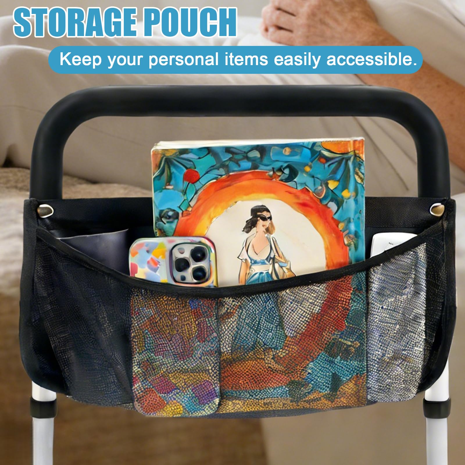 BORDEAG Letto per alzarsi, 93 x 42 x (43 – 53 cm, per anziani, supporto per letto, regolabile in altezza, stabile, acciaio al carbonio per camera da letto e ambiente di cura