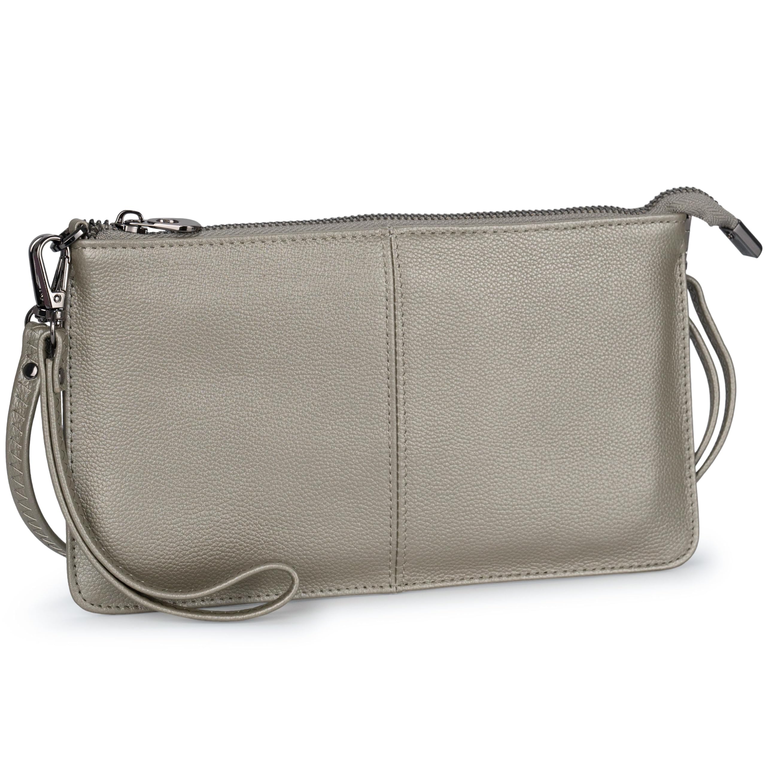 Bveyzi Genuine Leather Wristlet Purses for Women, Envelope Clutch Wallet Small Crossbody Bags for Dressy Evening
