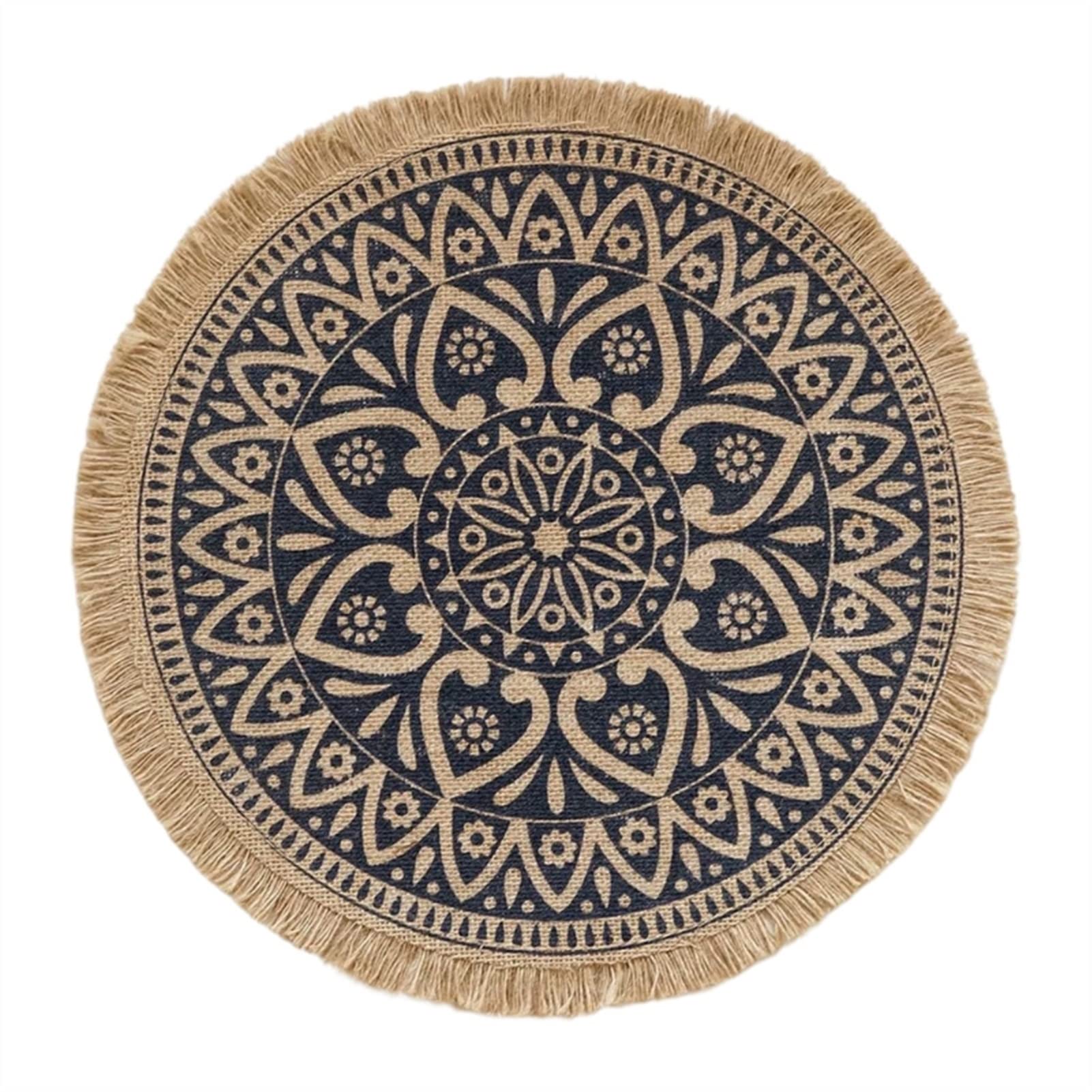 Set de table rond mandala thermorésistant à franges pour protéger votre table de salle à manger