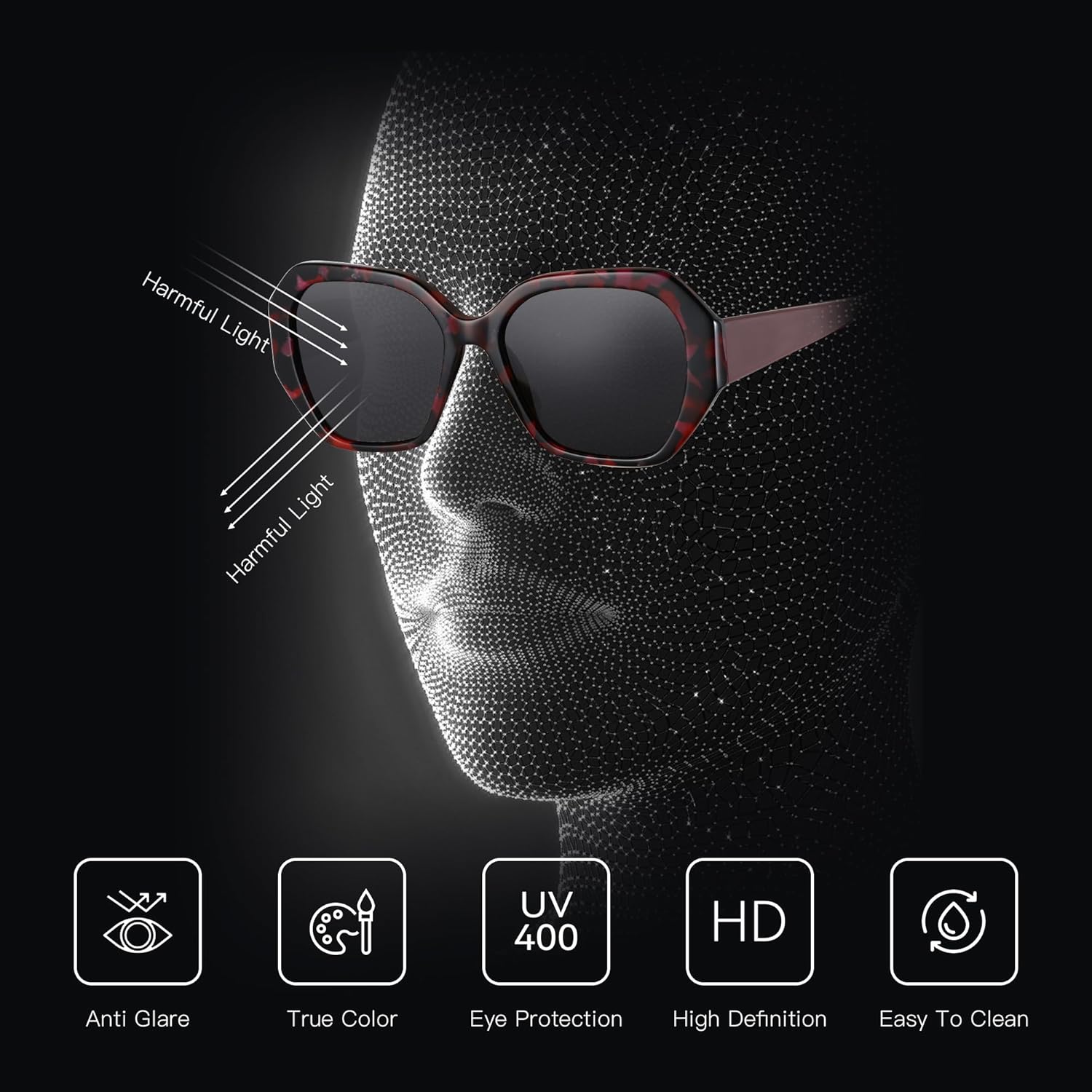 ZENOTTIC Trendy Polarized Sunglasses for Women: Designer Hexagon Shades for Ladies - Retro Sun Glasses with UV400 Protection - Image 7