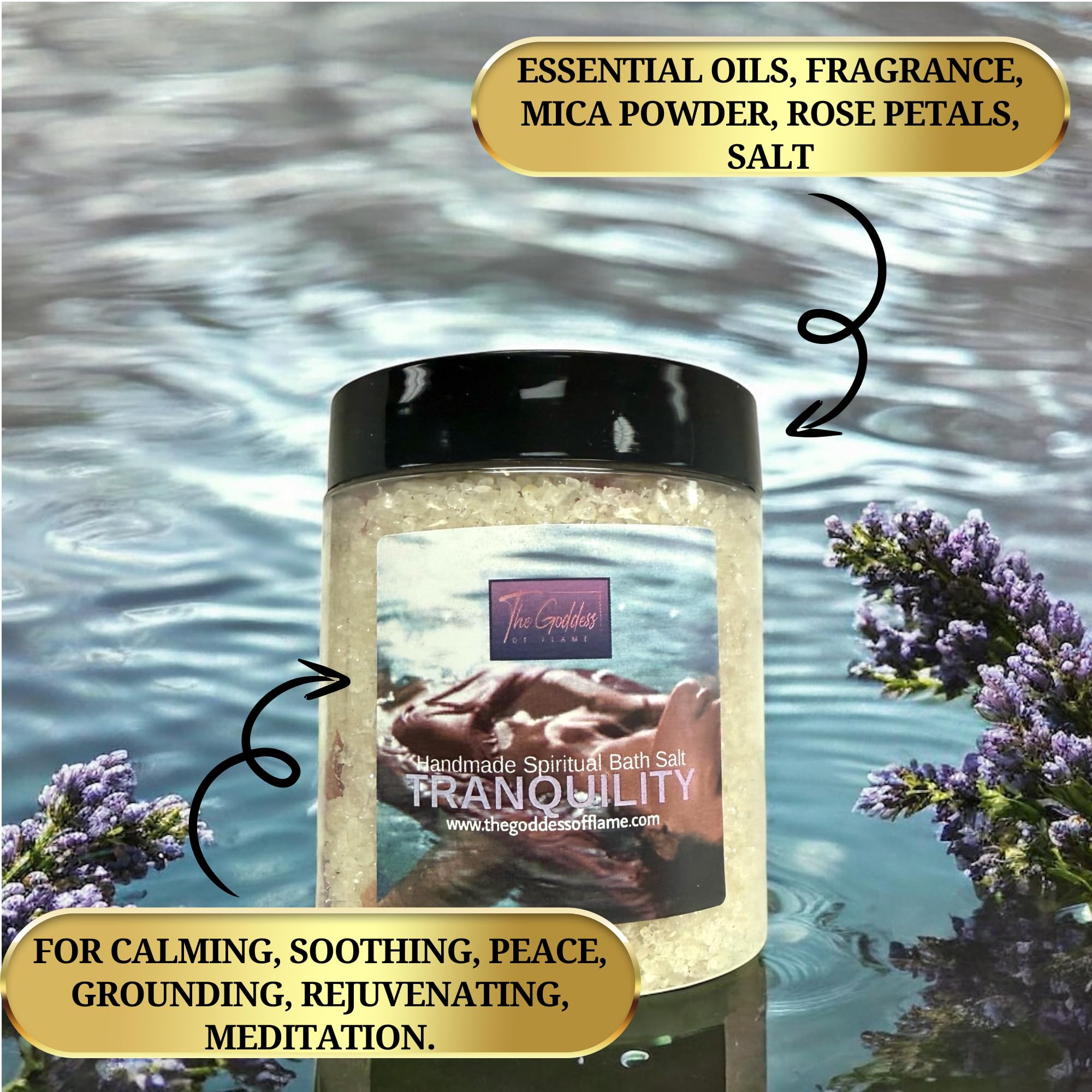 Tranquility - Sali da bagno al sale del Mar Morto per rilassamento, calma, pulizia spirituale e uso rituale